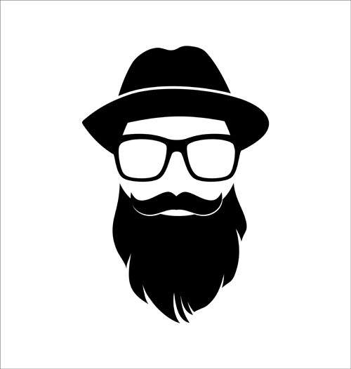 Long beard hipster head portrait vector set 04 Long beard hipster head portrait vector set 04
