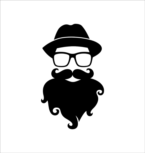 Long beard hipster head portrait vector set 05 Long beard hipster head portrait vector set 05