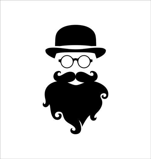 Long beard hipster head portrait vector set 07 Long beard hipster head portrait vector set 07