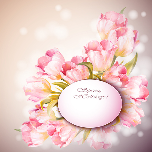 Pink flower hand drawn backgrounds vector 03 Pink flower hand drawn backgrounds vector 03