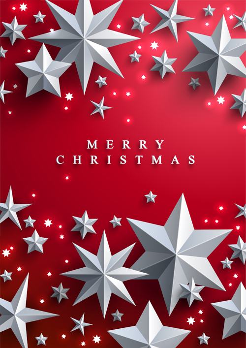 Red christmas backgroung with paper stars vector 01 Red christmas backgroung with paper stars vector 01