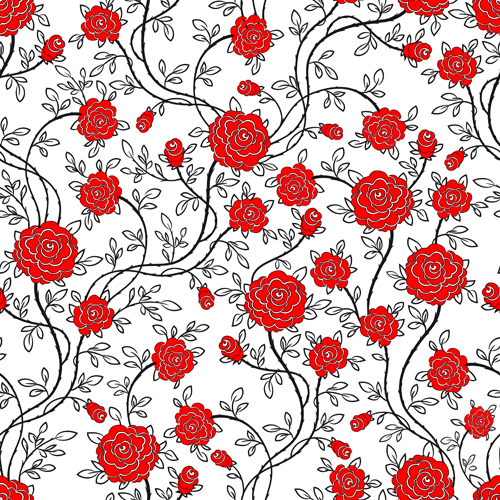 seamless red Patterns flower 