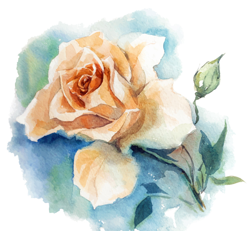 Retro watercolor flower vectors Retro watercolor flower vectors