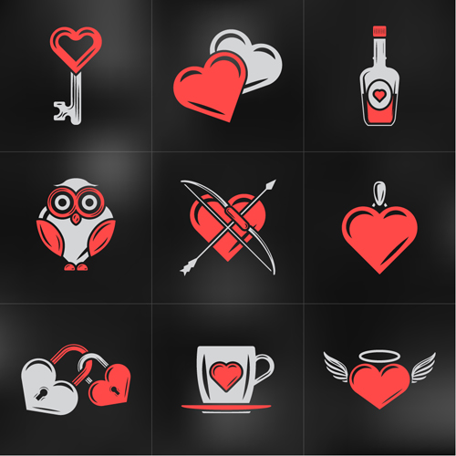 Romantic valentines day logos vector 01 Romantic valentines day logos vector 01