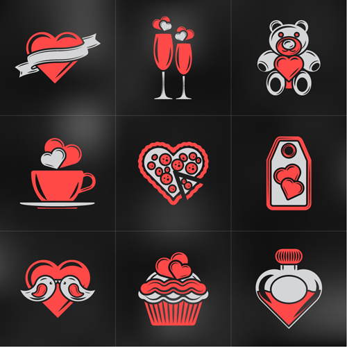 Romantic valentines day logos vector 03 Romantic valentines day logos vector 03