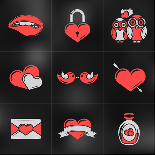 Romantic valentines day logos vector 04 Romantic valentines day logos vector 04