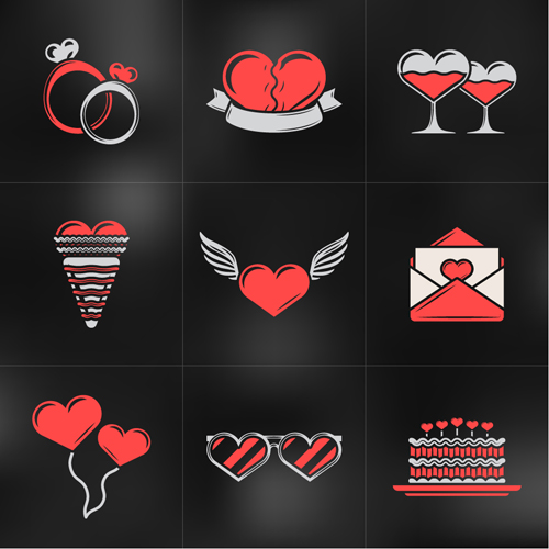 Romantic valentines day logos vector 05 Romantic valentines day logos vector 05