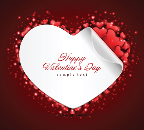 Valentines day card with paper heart vector Valentines day card with paper heart vector