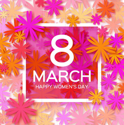 Womens Day 8 March holiday background with paper flower vector 04 Womens Day 8 March holiday background with paper flower vector 04