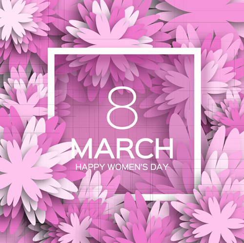 Womens Day 8 March holiday background with paper flower vector 05