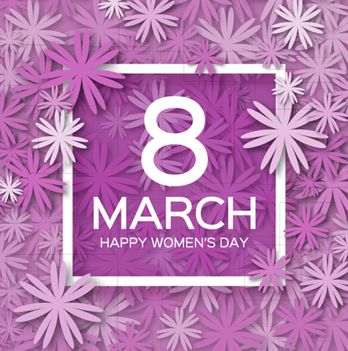 Womens Day 8 March holiday background with paper flower vector 13 Womens Day 8 March holiday background with paper flower vector 13