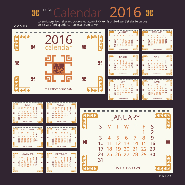 2016 New year desk calendar vector material 55 2016 New year desk calendar vector material 55