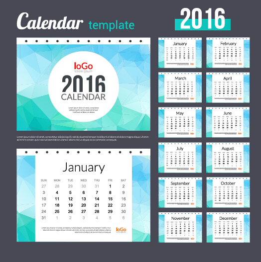 2016 New year desk calendar vector material 58 2016 New year desk calendar vector material 58