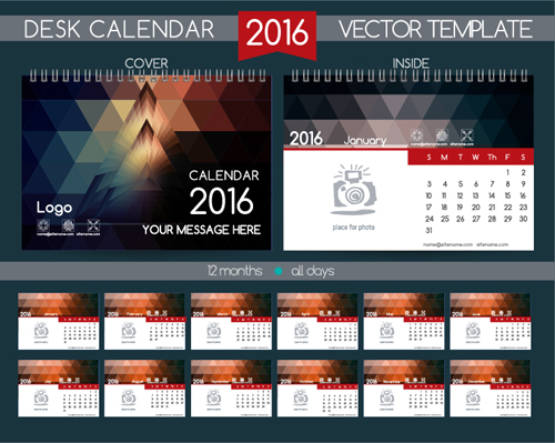 2016 New year desk calendar vector material 60 2016 New year desk calendar vector material 60