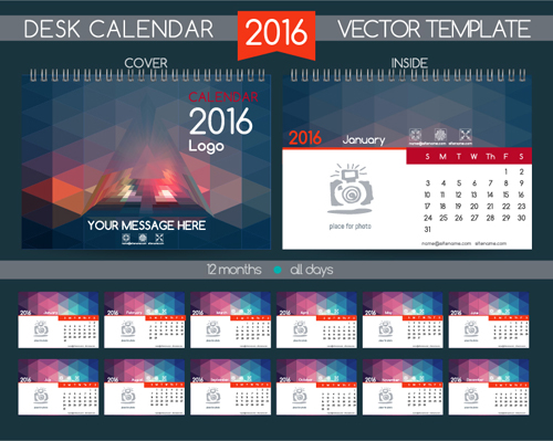 2016 New year desk calendar vector material 61 2016 New year desk calendar vector material 61