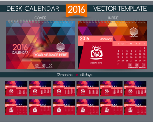 2016 New year desk calendar vector material 62 2016 New year desk calendar vector material 62