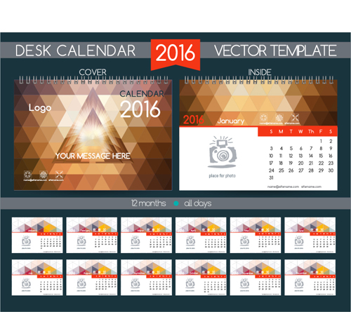 2016 New year desk calendar vector material 63 2016 New year desk calendar vector material 63