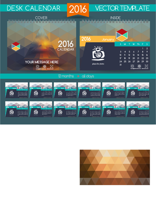 2016 New year desk calendar vector material 64 2016 New year desk calendar vector material 64