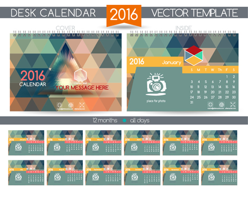 2016 New year desk calendar vector material 65 2016 New year desk calendar vector material 65