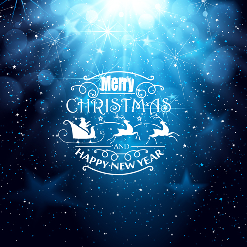 Blue Christmas and New Year greeting card vector Blue Christmas and New Year greeting card vector