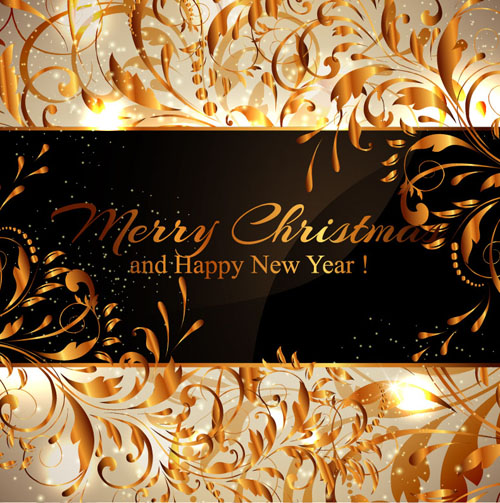 year new golden floral background 