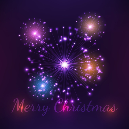 purple firework christmas background 
