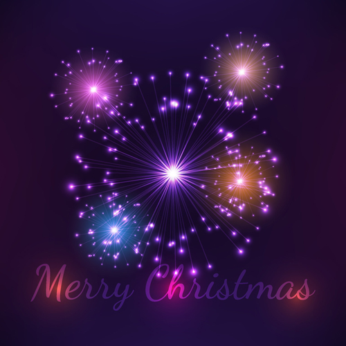 Christmas firework with purple background vector Christmas firework with purple background vector