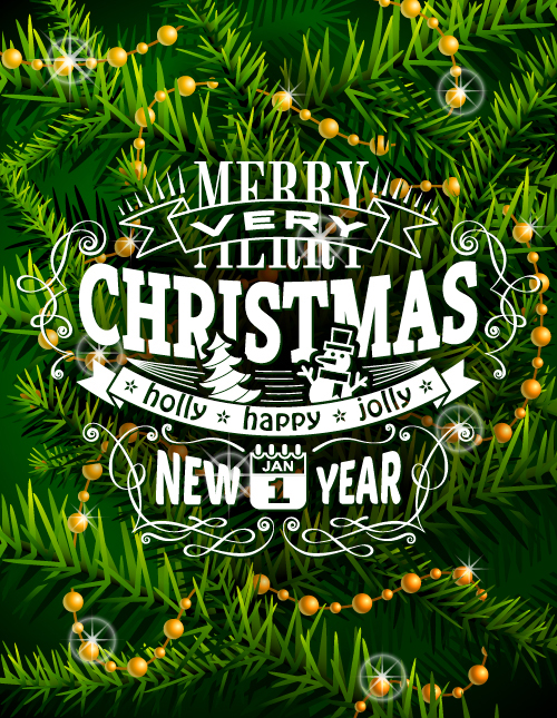 Christmas with pine background vector 01 Christmas with pine background vector 01
