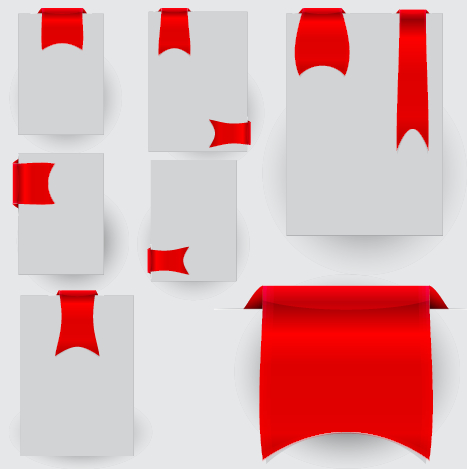 Creative red ribbons bookmarks vector set 01 Creative red ribbons bookmarks vector set 01