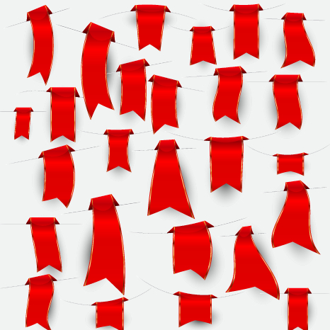 Creative red ribbons bookmarks vector set 02 Creative red ribbons bookmarks vector set 02