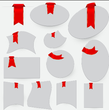 Creative red ribbons bookmarks vector set 03 Creative red ribbons bookmarks vector set 03