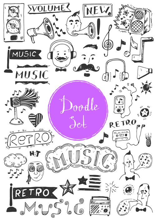 Doodle material vector set 10