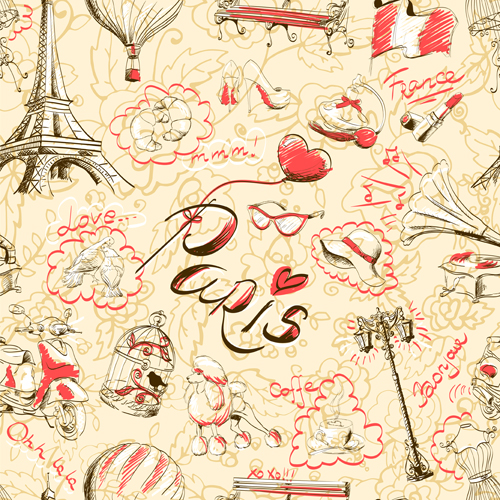 Fashion paris seamless pattern vectors 02 Fashion paris seamless pattern vectors 02