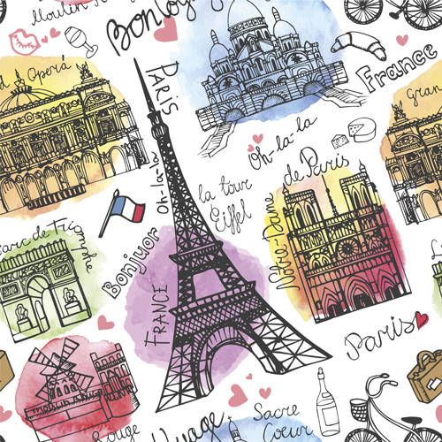 Fashion paris seamless pattern vectors 03 Fashion paris seamless pattern vectors 03