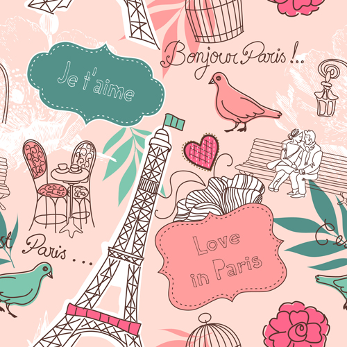 Fashion paris seamless pattern vectors 04 Fashion paris seamless pattern vectors 04