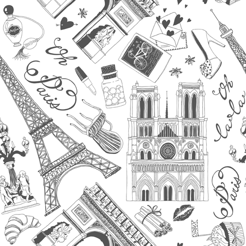 Fashion paris seamless pattern vectors 05 Fashion paris seamless pattern vectors 05