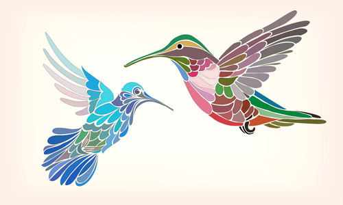 Floral pattern hummingbird vector 01 Floral pattern hummingbird vector 01