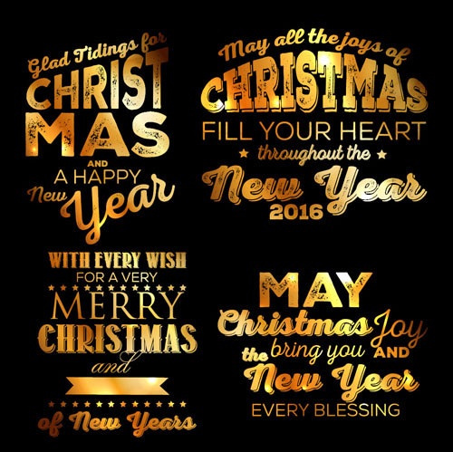Golden christmas calligraphy design vectors Golden christmas calligraphy design vectors