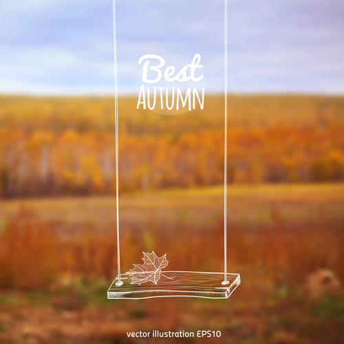 Hand drawn autumn elements with blurs background vector 06 Hand drawn autumn elements with blurs background vector 06