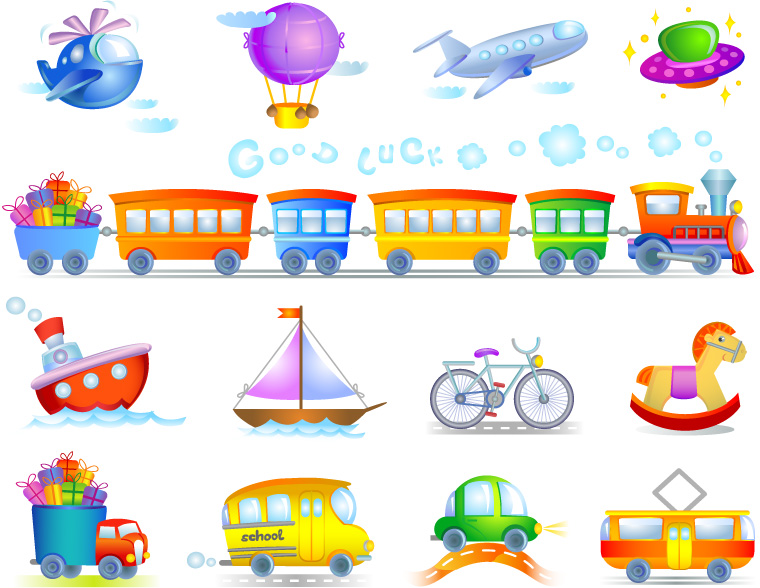 Kids toy cars and planes vector Kids toy cars and planes vector