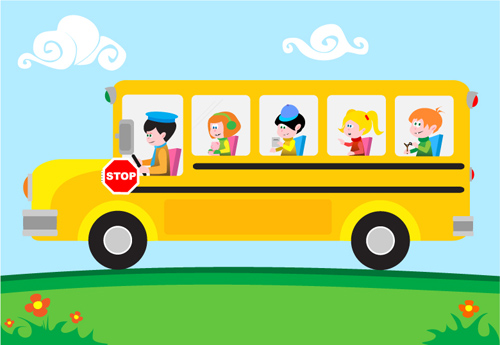 Kids with bus design vector Kids with bus design vector