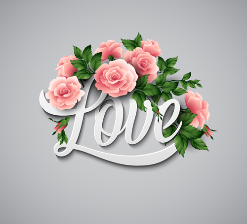 Love with flower valentines day vector 02 Love with flower valentines day vector 02