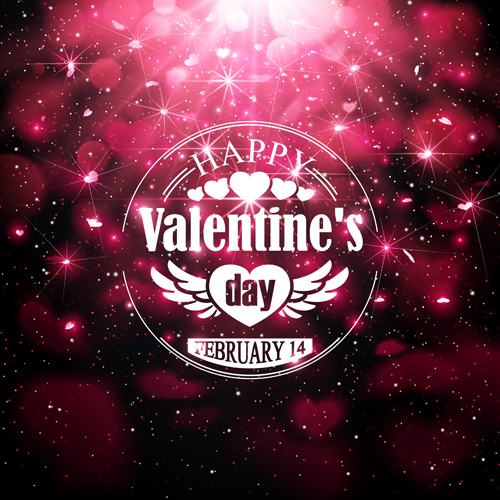 Valentines day poster with starlight vector Valentines day poster with starlight vector
