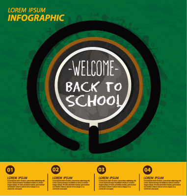 Vector infographic back school material Vector infographic back school material