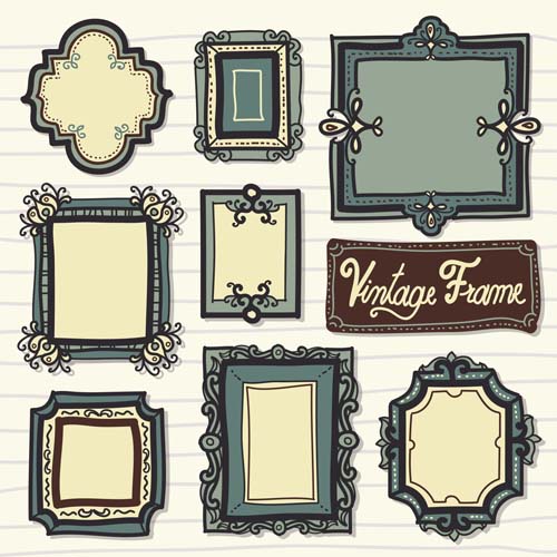 Vintage styles frames hand drawn vector material Vintage styles frames hand drawn vector material