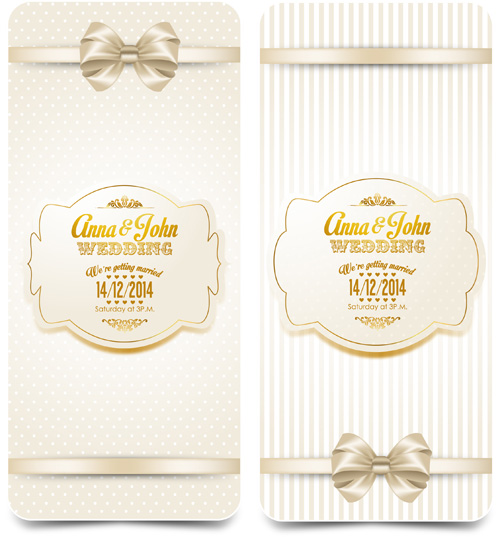 elegant wedding invitation cards with bow vector elegant wedding invitation cards with bow vector