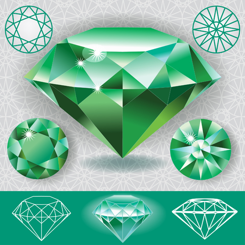 Vector Green diamond set 01 Vector Green diamond set 01
