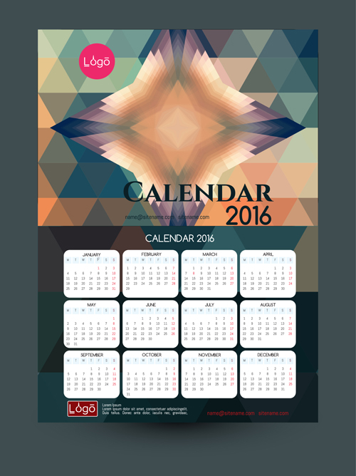 2016 technology calendar template vector 04 2016 technology calendar template vector 04