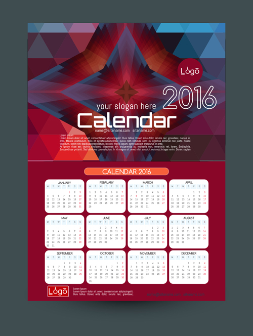 2016 technology calendar template vector 05 2016 technology calendar template vector 05