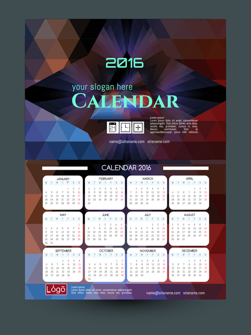 2016 technology calendar template vector 06 2016 technology calendar template vector 06